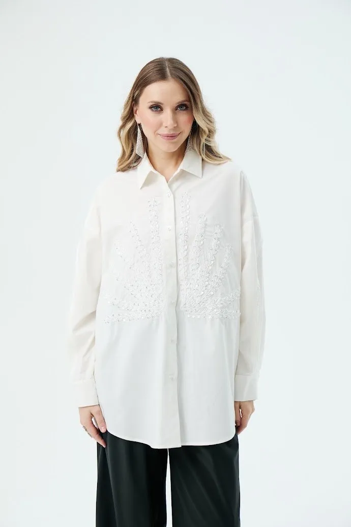 Рубашка женская TUFFONI 8427055 БЕЛЫЙ OVERSIZE